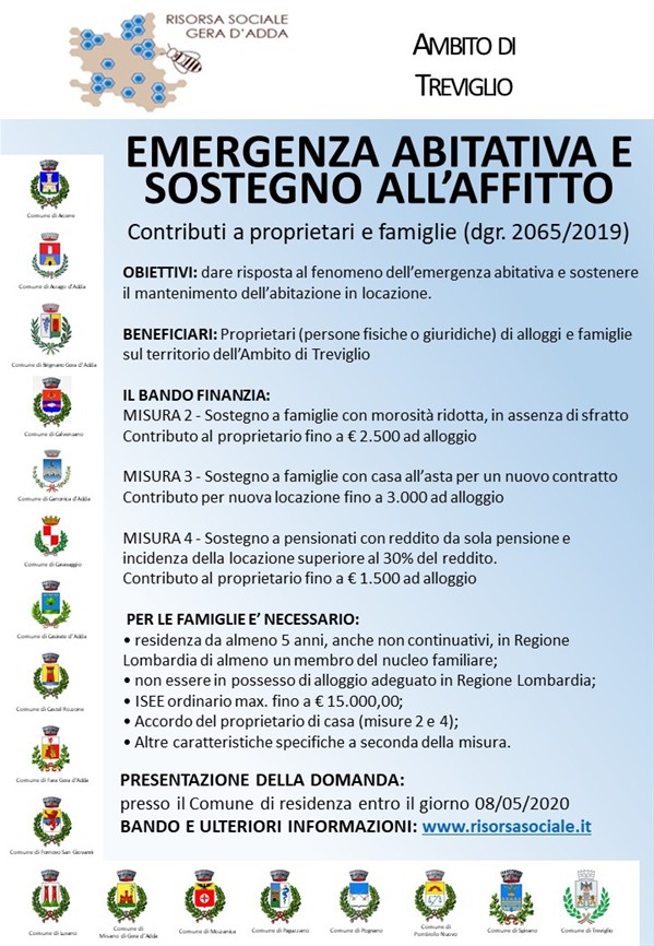 Bando - Sostegno Locazione ed Emergenza Abitativa